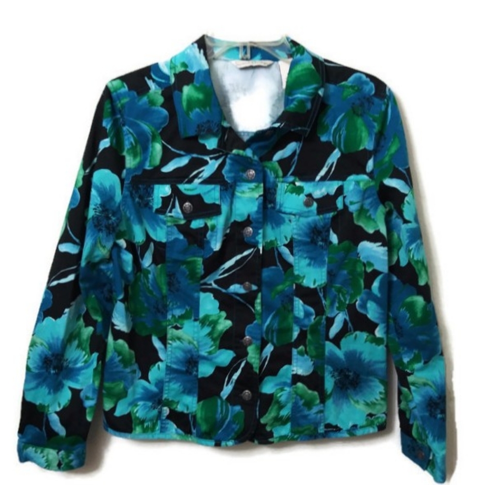 French Laundry Jacket Large. Black/Turquoise Large